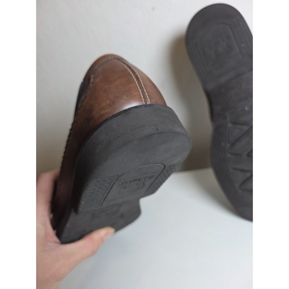 H.S. Trask Brown Leather Slip On Loafers Mens 10.5 Country Club Preppy Slip Knot - Picture 11 of 15